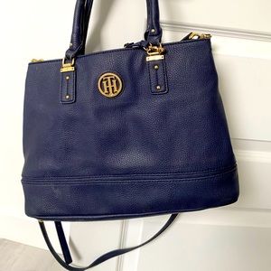 TOMMY HILFIGER navy leather purse